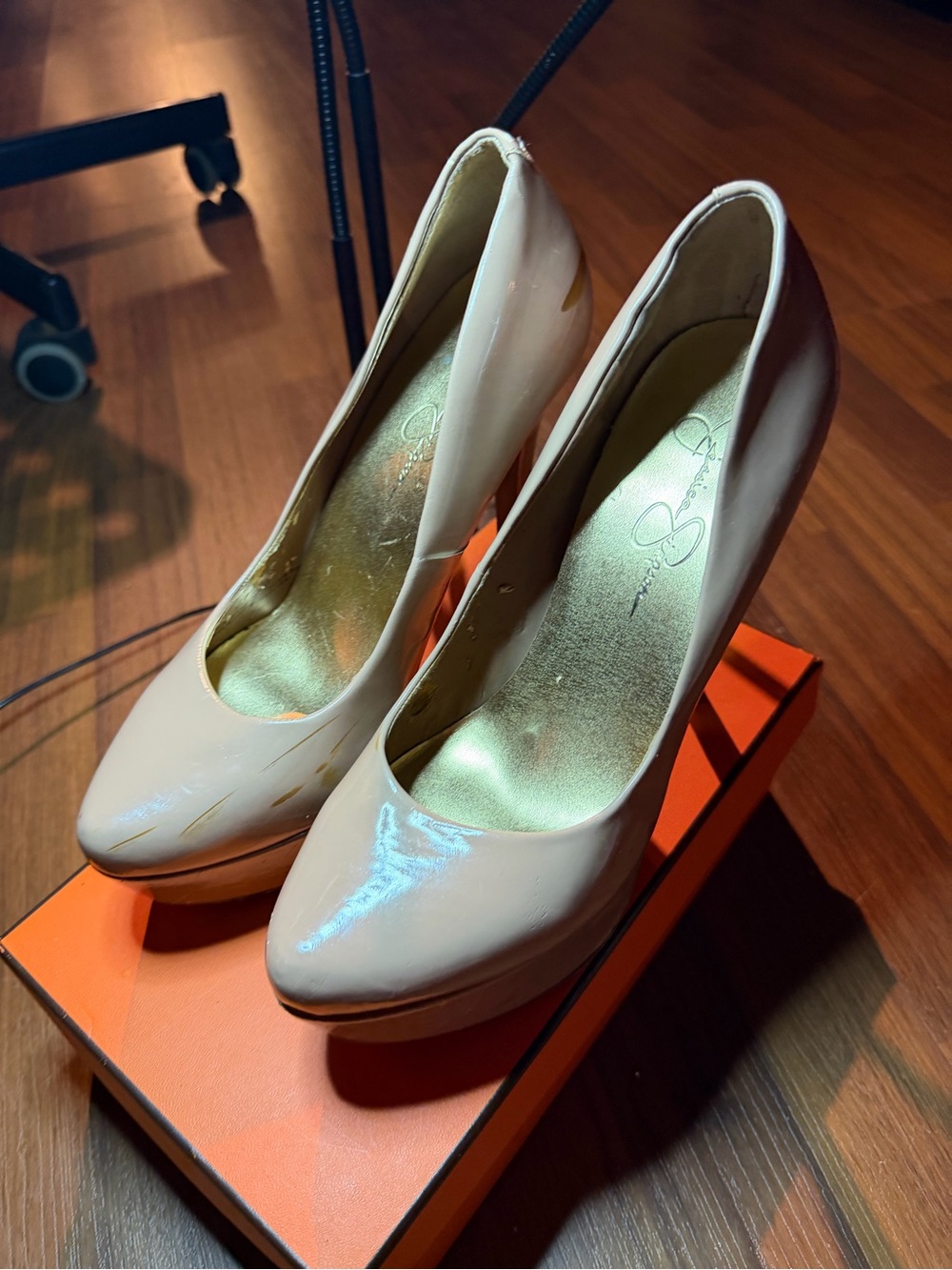 Patent Nude Platform Pumps - Women's High Heels
